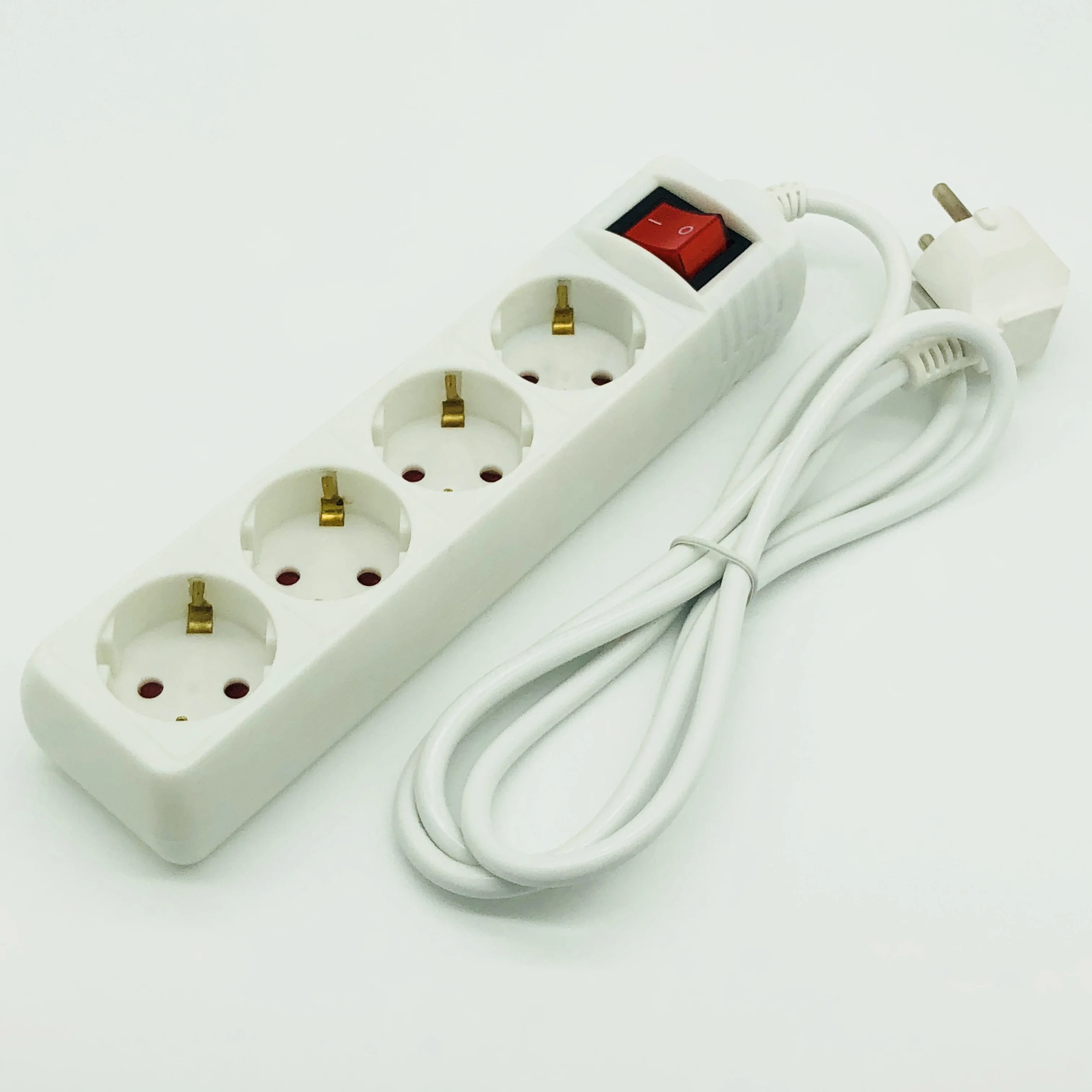 4 way European Extension Eocket Eu German Socket  Power Strip with Long Cord German Schuko Socket