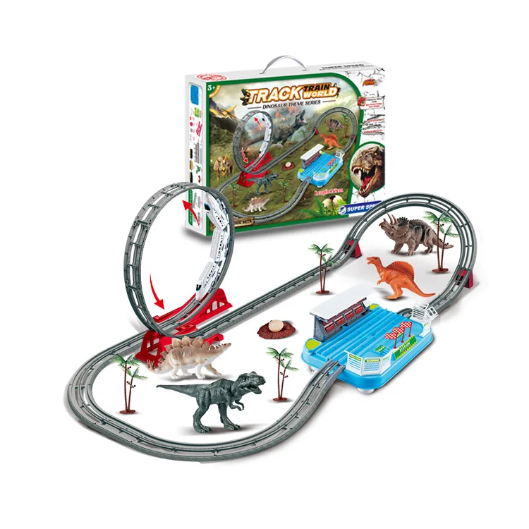 Dinosaur Tracks Car Toy Magic 360 Loop Tracks  With Dinosaur, Train,house