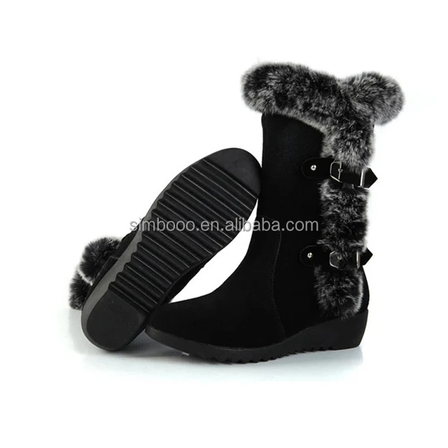 
Plus Size 4.5-8.5 Women Winter Warm Fur Lined Wedge Snow Boots 