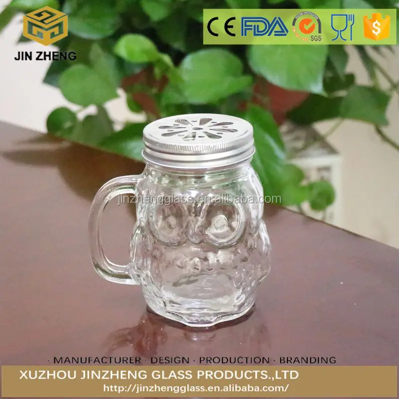 400 мл Сова Форма стеклянная бутылка для воды Прозрачный банки с закручивающейся крышкой стеклянная кружка с ручкой и крышкой стеклянный стакан для воды соломы офисные стакана воды