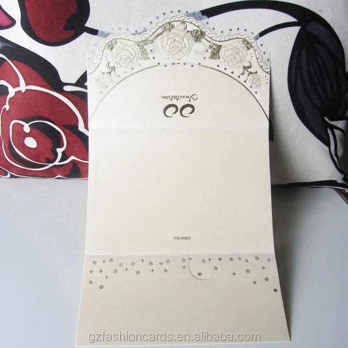Tracing Paper Gold Rose Embossed Custom Fold Wedding Invitation Covers