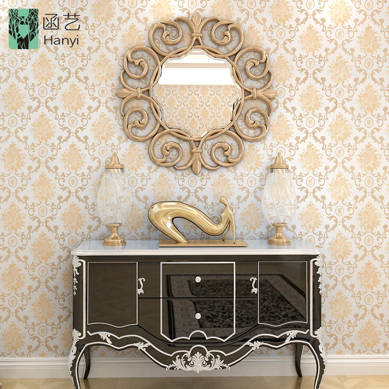 European luxury wall paper designs for interior home decoration damask wallpaper
