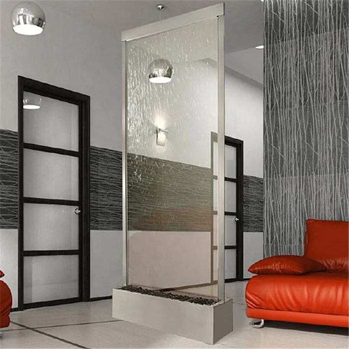 Customized stainless steel frame glass water wall fountain indoor