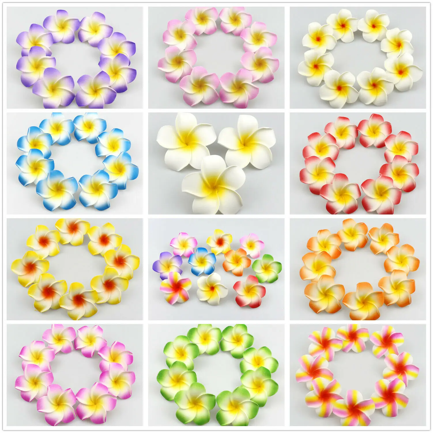 100 pcs/bag 5cm Artificial Foam Hawaiian Plumeria Frangipani Flower Head DIY Headwear hair clip Corsage flower