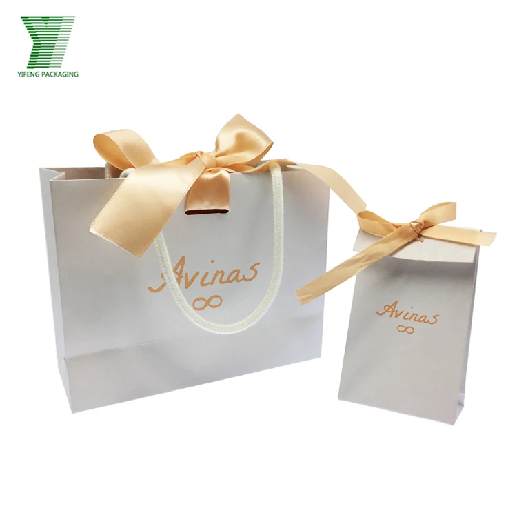 Elegant custom size decorative ribbon design gift packaging paper bags