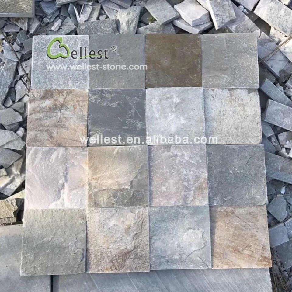 Outdoor paving stone oyster quartzite slate floor tile for swimming pool and driveway