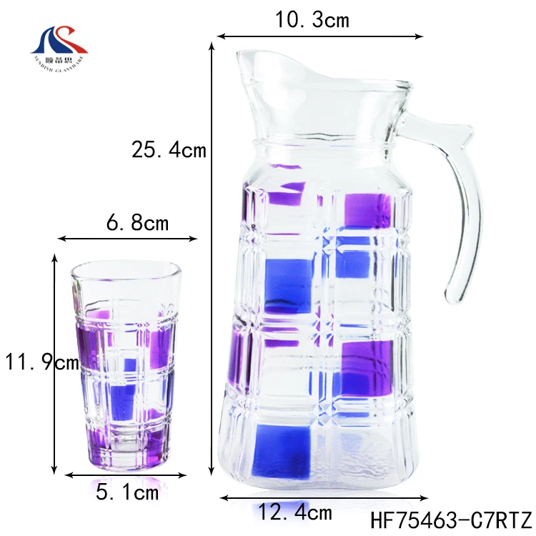 glass Cup Glassware Juice tea pot  clear drinking water  Pitcher  With Handle Summer Drink  jug