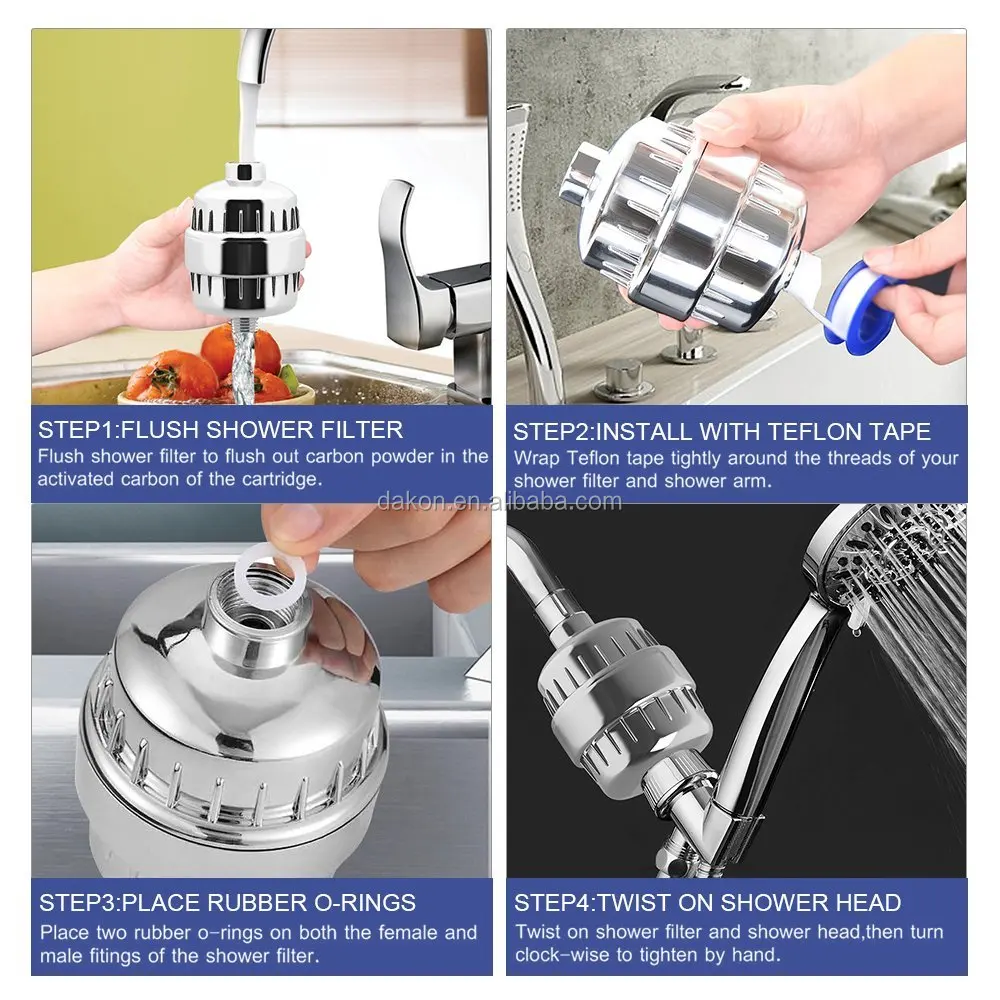 Shower Filter with Replaceable 12 STAGE Cartridges Shower Water Purifier Remove Chlorine, Heavy Metals and Water Impurities