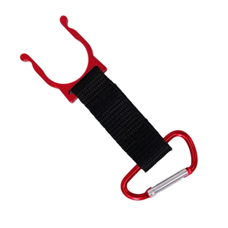 HXY custom portable plastic clip nylon polyester strap hanging lanyard water bottle holder carabiner short strap for hiking