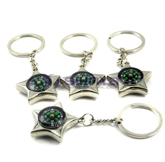Waterproof Star Hook Wild Sport Child Gift Zinc Alloy Metal Keychain Compass