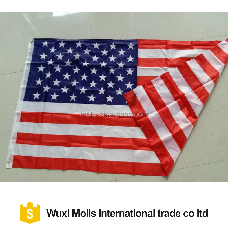 Cheap stock 100%polyester July fourth 3*5ft American US USA flag