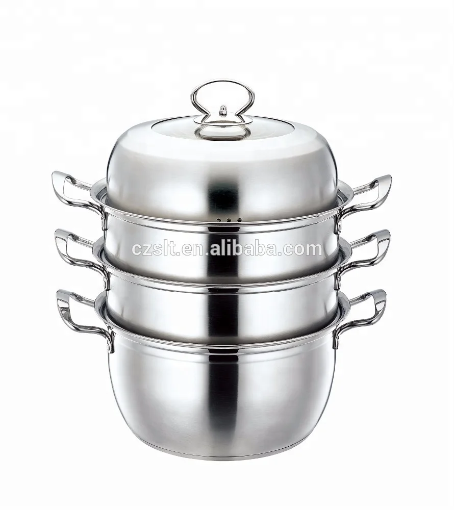 best quality three tier 26cm stainless steel steam pot dumpling for cooking