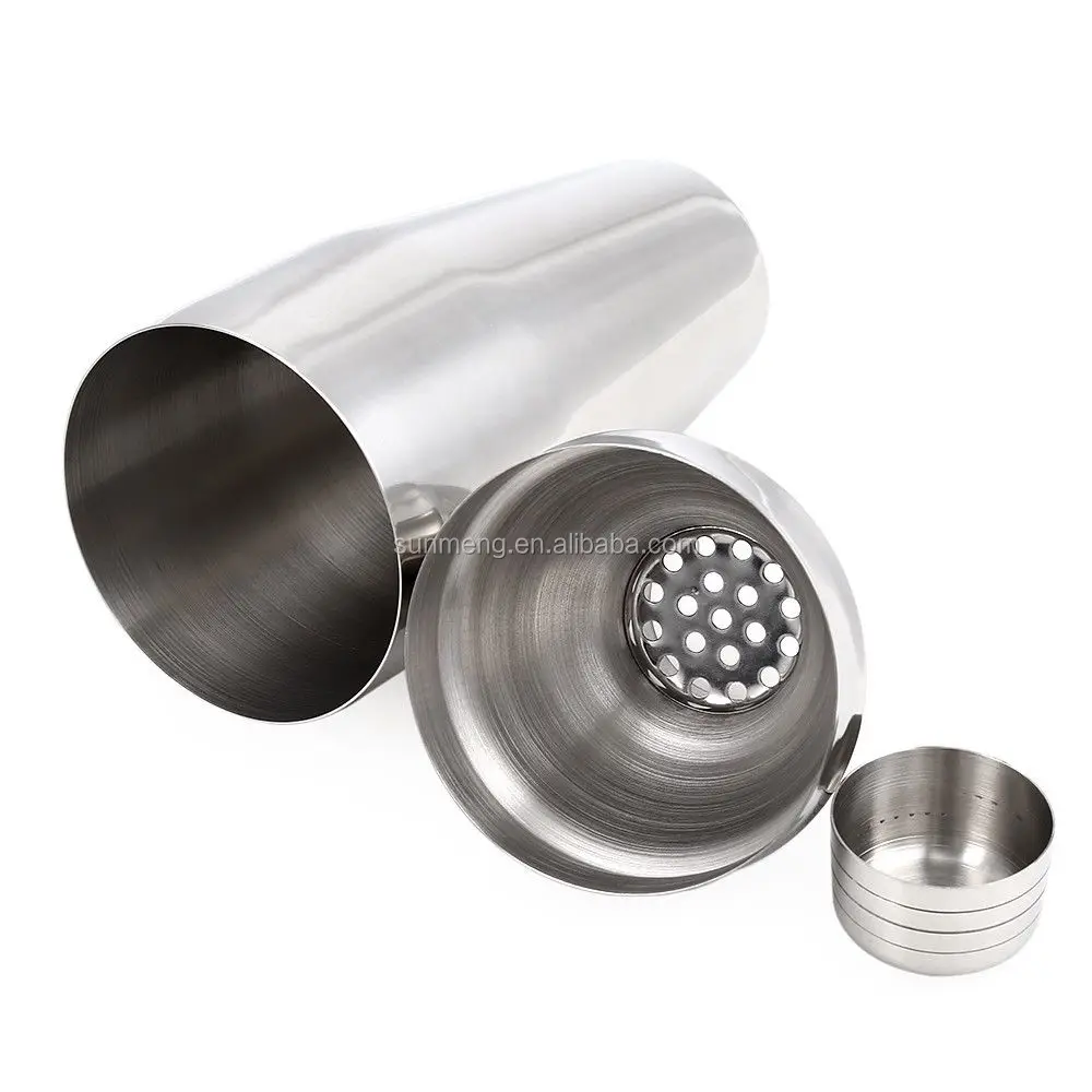 SANMENG 2017 hot sales 5pcs stainless steel measuring cocktail steel shaker set