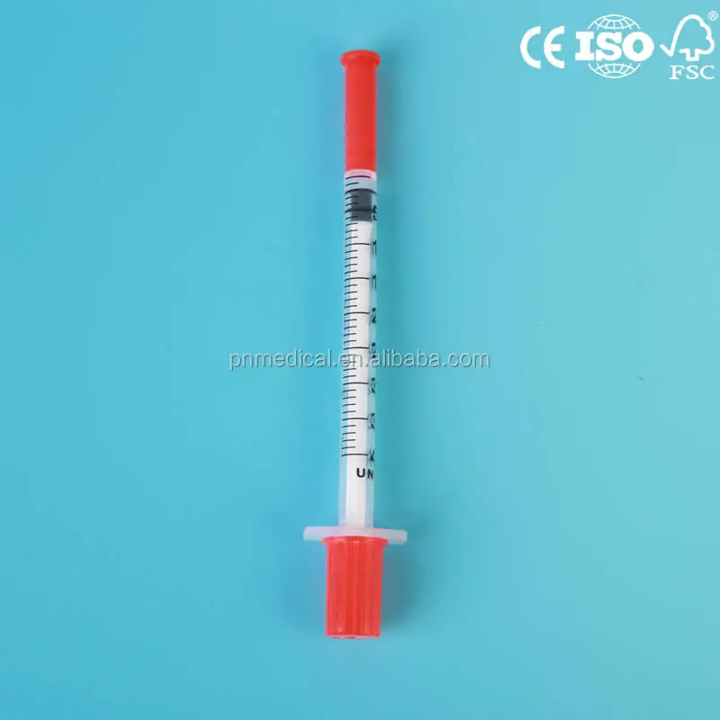 
New style wholesale plastic rubber plunger 40iu 1ml insulin syringe 