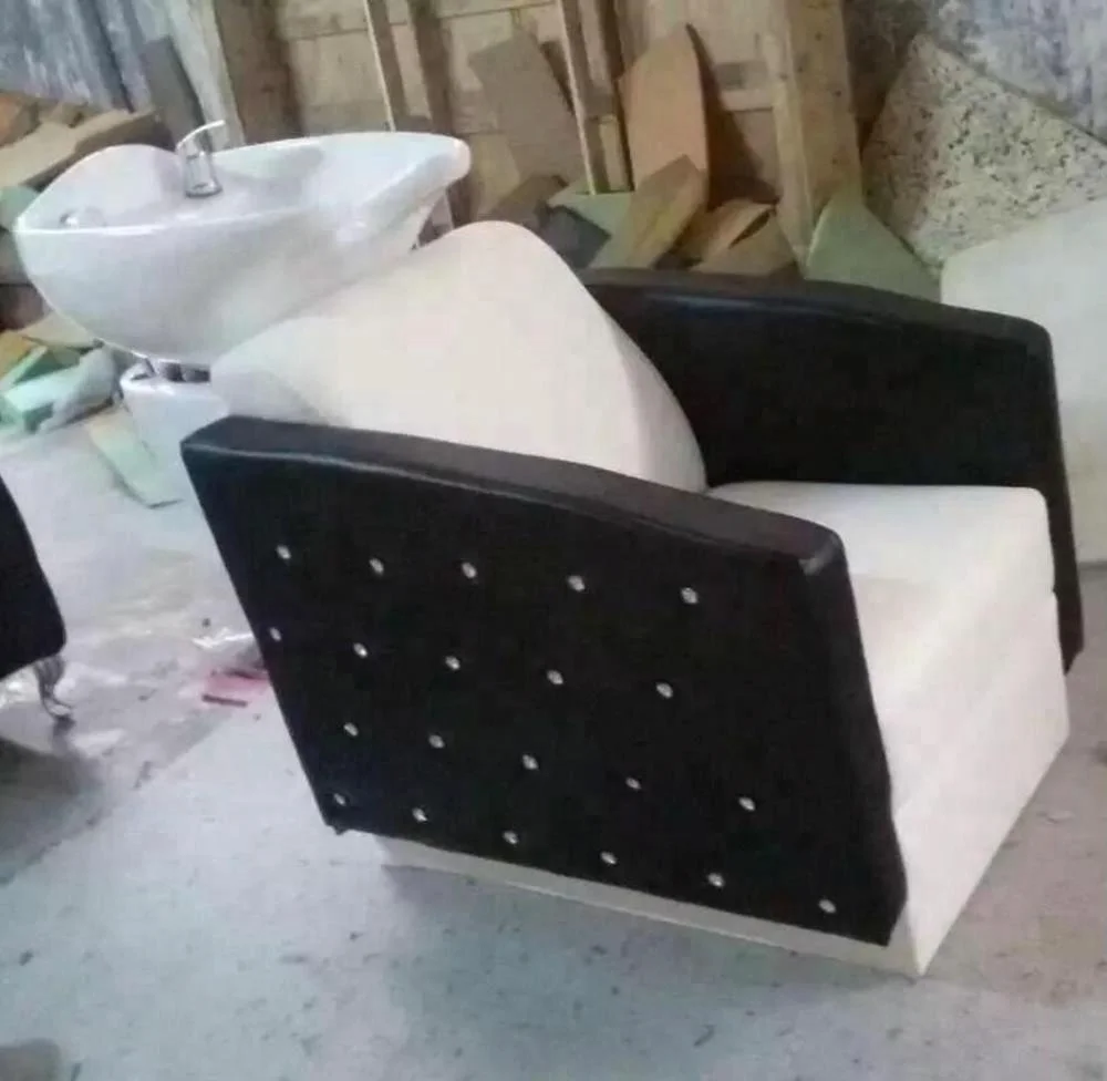 2017 Classic European Style White& Black Crystals Shampoo Chair With Sink