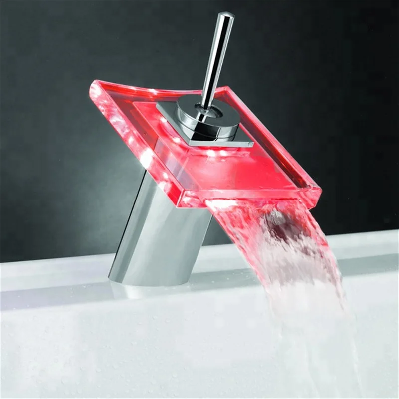 Bathroom Sink Faucet LED Light 3 Colors Changing Offer New Glass Basin Tap to Fit Glass Wash Basin Sink for Hotel Project