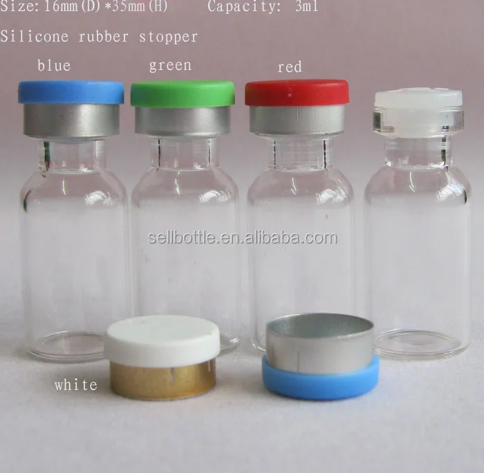 Hot sale clear 3ml 3cc glass vial medical serum vaccine bottle with cap rubber stopper for liquid container