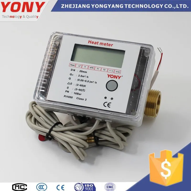 zhejiang yony Digital Pt1000 Sensor Ultrasonic Wave Heat Energy Meter with copper pipe
