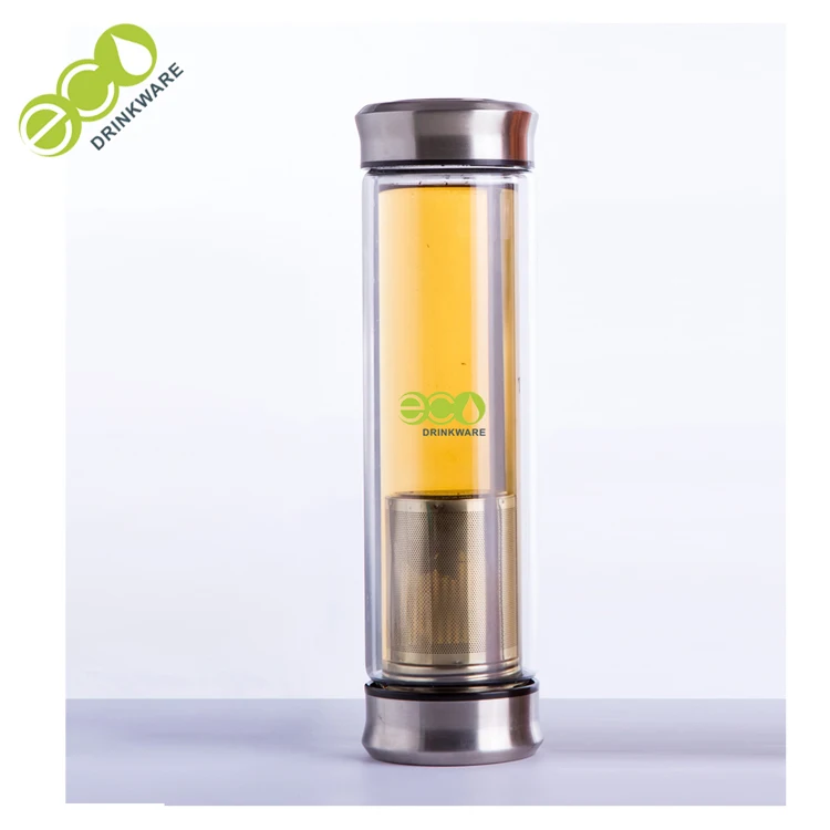 BPA free Promotion 450ml special unique shape transparent intelligent double walled water bottle with logo bamboo lid