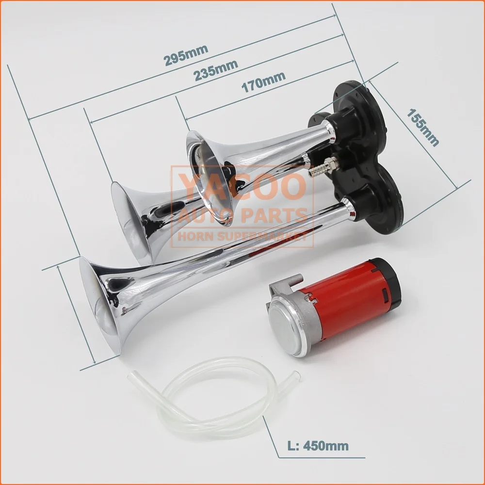 12v 24v Three Trumpets Loud Small Truck Bus Horn Speaker Manufacturers Air Horn by Pump Set Compressor Pressure