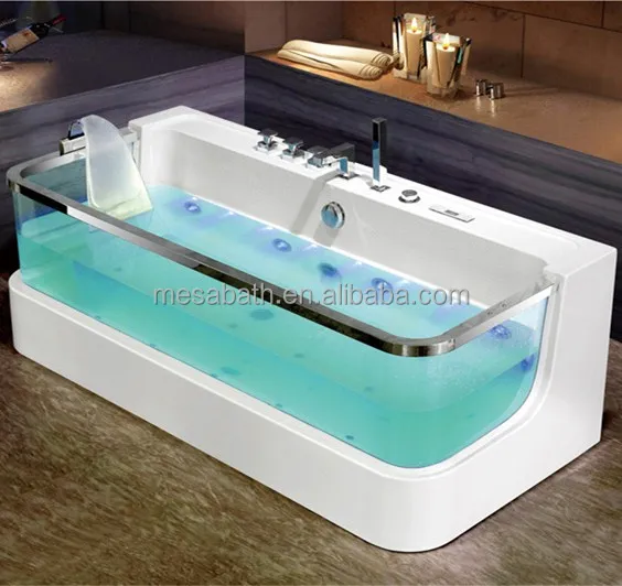 2017 china luxury bath tub transparent glass solid surface whirlpool bathroom acrylic massage bathtub with cheap price