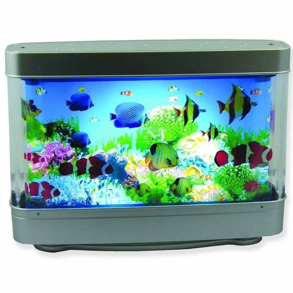 Artificial Tropical Fish Lamp Aquarium Decorative Lamp with Multi Colored Artificial Fish and Ocean in Motion