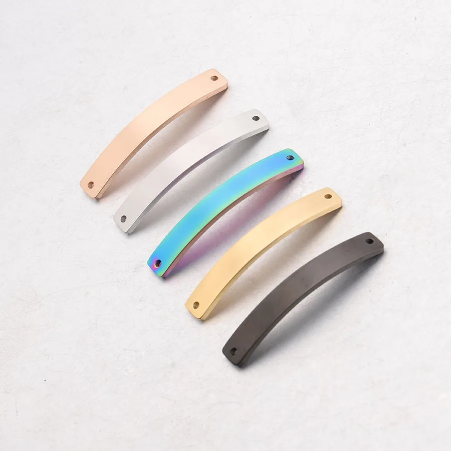 Strip Arc Shaped Blank 1.5*6*39mm Custom Stainless Steel Bending Connector Charm Pendant for DIY Making Bracelet