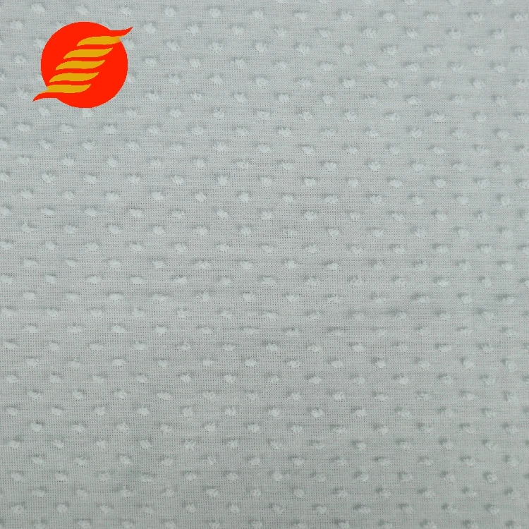 White stretch super soft jacquard clip swiss minky dot fabric