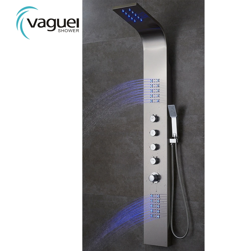 New Design cUPC ACS CE Rainfall Led Wall Shower Panel Stainless Steel