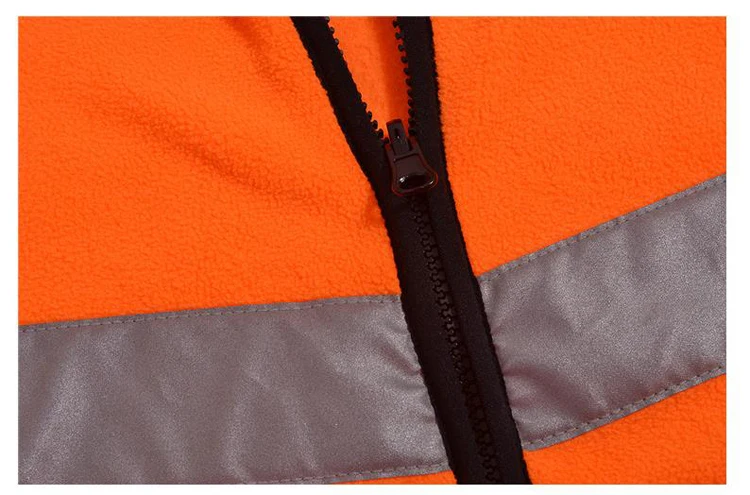 Custom High Visibility Polar Fleece Jacket Safety Visibility Lined Work Fleece Jacket Windbreaker