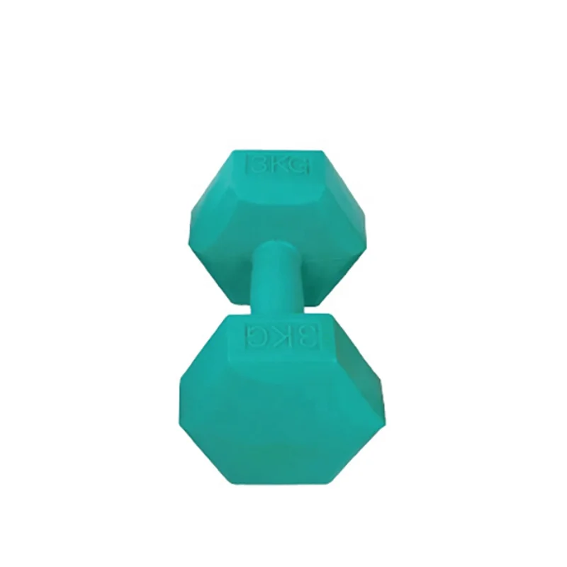 Plastic hex vinyl gym hand lifting weights filled cement dumbbell for gym
