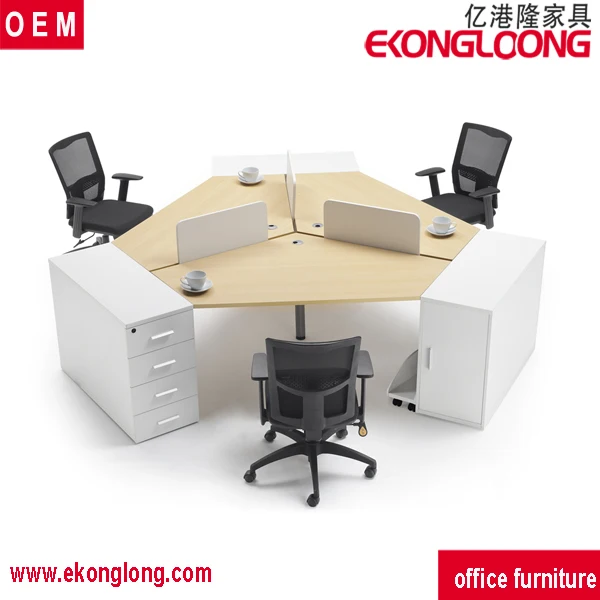 office wooden partition office desk for 3 person