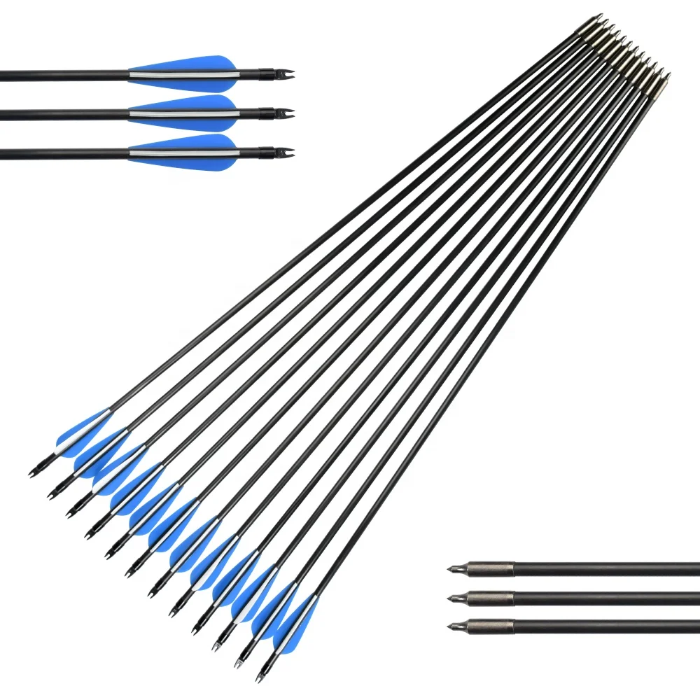 Bow Bolt Fiberglass Arrow Wholesale Blue color for Archery Shooting Hunting Outdoor