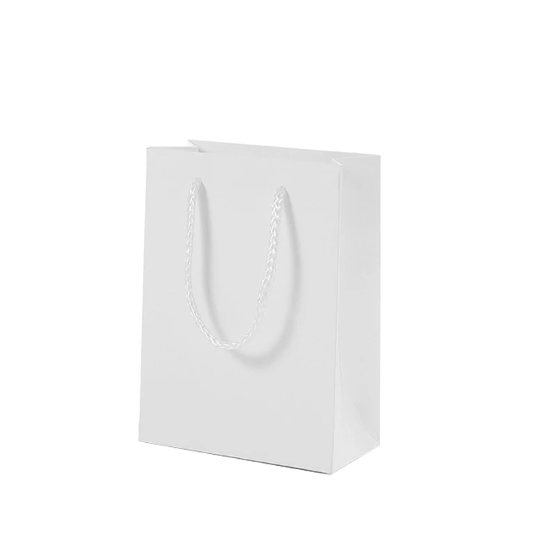 Wholesale custom print logo cheap kraft paper shopping carrier bag customised white black jewelry gift packaging bag with handle