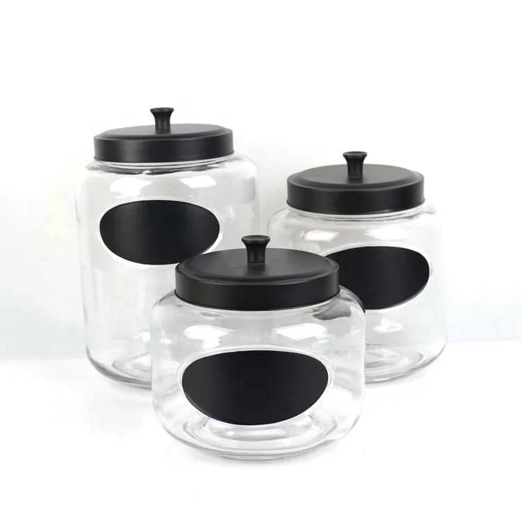 Wholesale 5500ml 4000ml 3000ml clear glass storage jar candy jar with metal lid