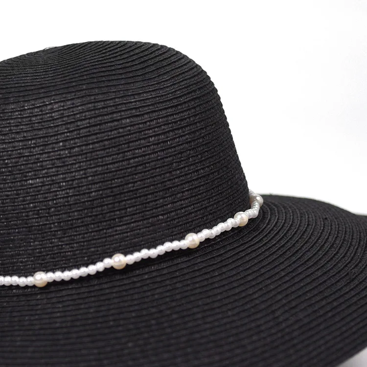 Wholesale custom lady raffia paper boater floppy straw hat panama summer beach sun hats for women