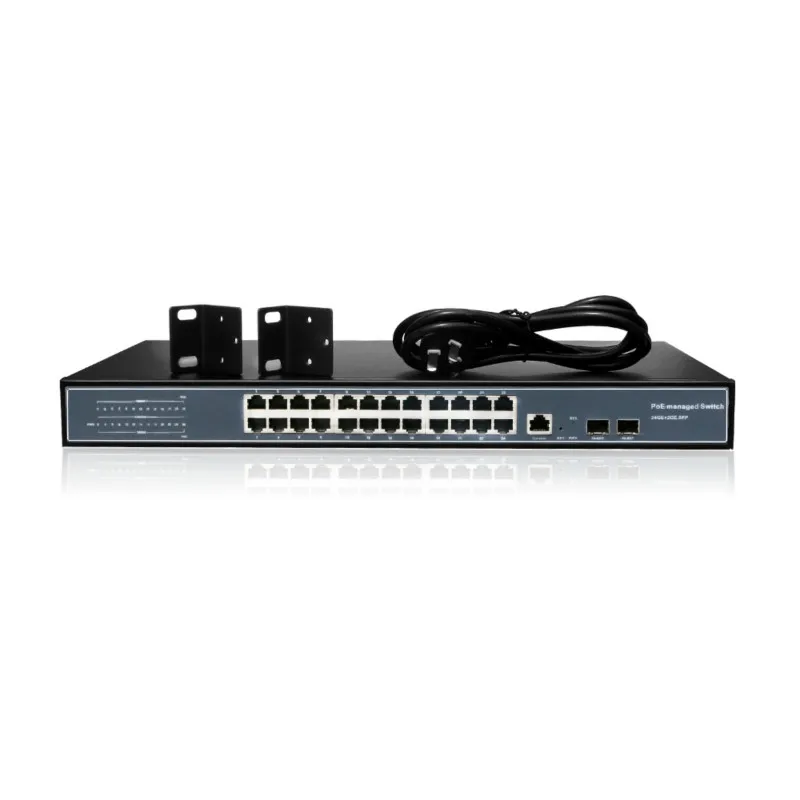 OEM 24 port vlan managed gigabit poe switch 400w with 2 port 1000mbps sfp 1 console
