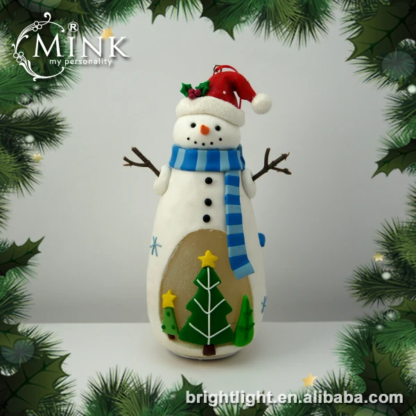 
Snowman with warm LED light polymer christmas ornaments 
