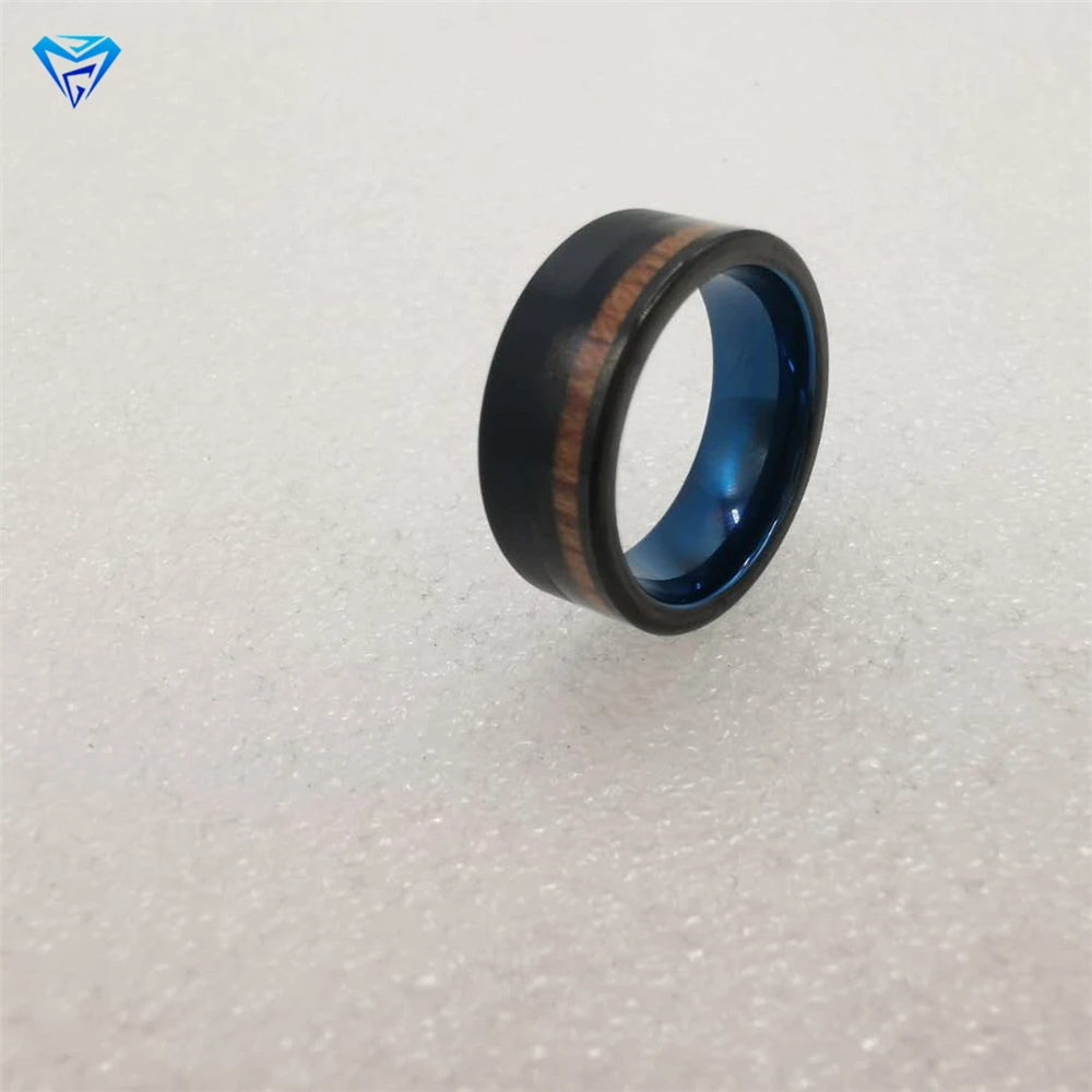 High Quality Various Size Fashionable Wholesale Carbide Blue Rings In Jewelry Gentlemen Tungsten Ring