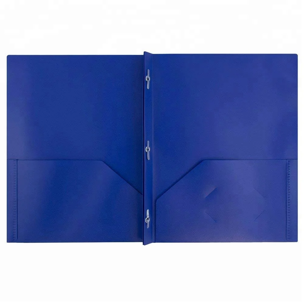 A4 legal size PP Plastic Folders with Pockets and Prongs, Heavy Duty Folders with Brads