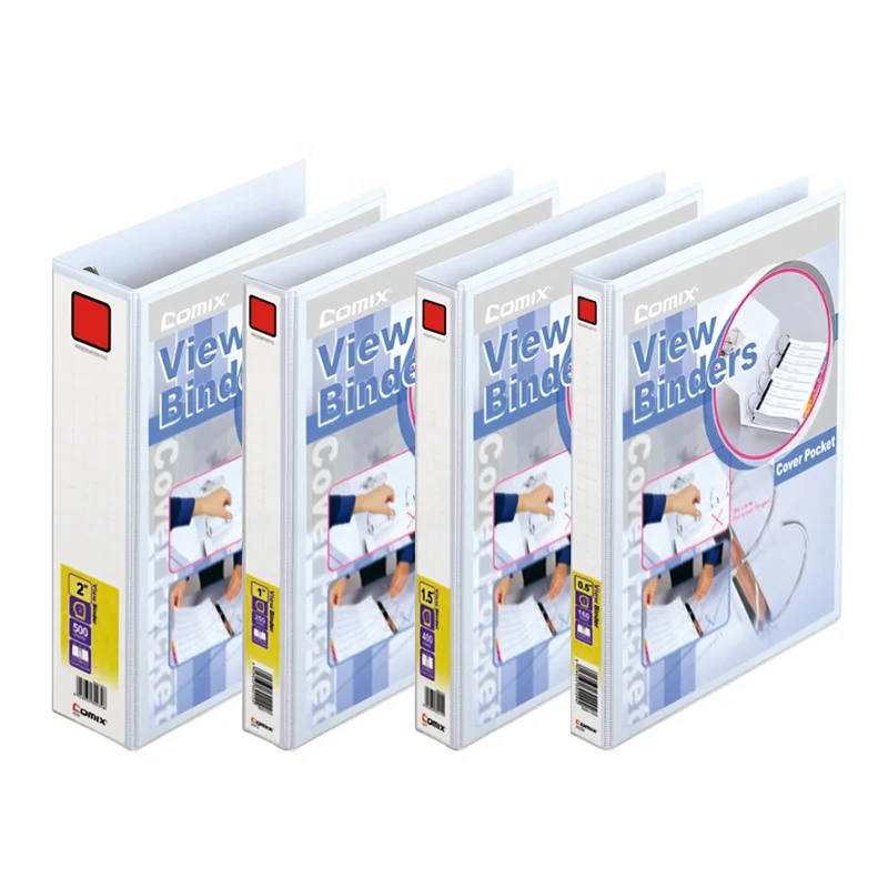 Comix Hot Selling Custom Cover Spine Insert Wholesale Cheap Plastic PVC A4 2 3 4 Ring Binder with Pocket