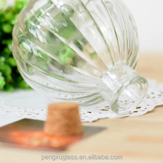 Pumpkin Shape Glass Aroma Oil Bottle and Diffuser Reed Stick with Cork