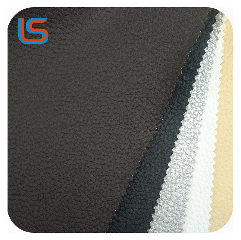 
Classical Litchi design PVC leather with knit backing for sofa 