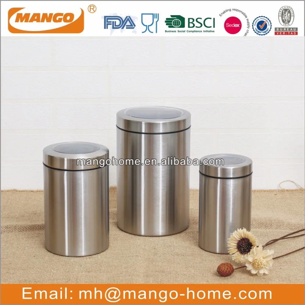 Matt color airtight stainless steel metal pasta kitchen canister