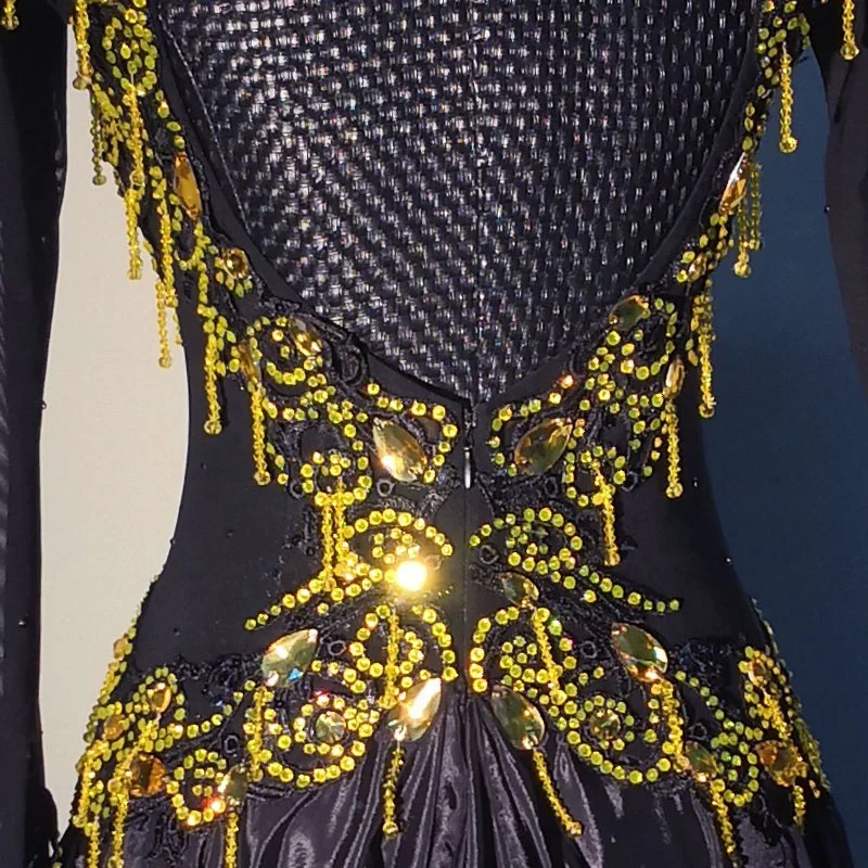 
Ballroom dance wear Import fabric black ballroom dresses adults from competition ballroom dance dress 