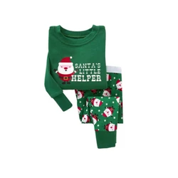 Best-Selling Products Santa long Cotton Sleeve Suit Children Pajamas Christmas Pajamas