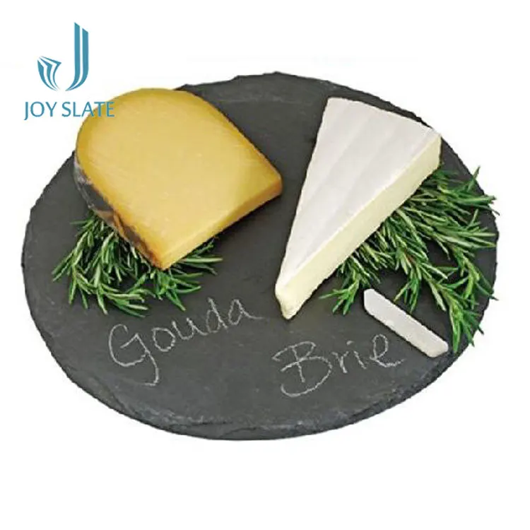 High Quality Round Shape Plate Serving Large Tray/slate With Copper Handle Hot Sell And Wholesale Alibaba Stone Slate Dish Tray