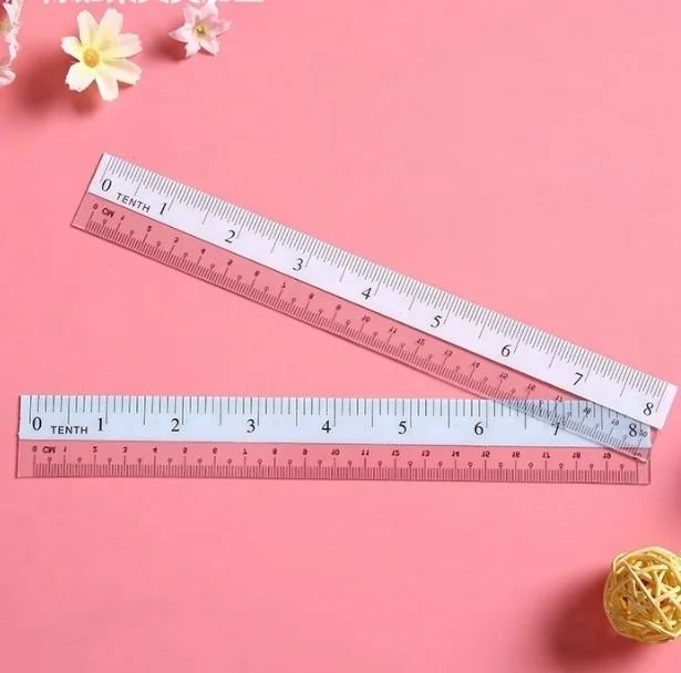 20CM transparent scale plastic ruler for school students Straight ruler