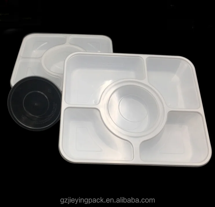 5+1 compartments bento box PP Storage disposable food grade plastic reusable container with bowl
