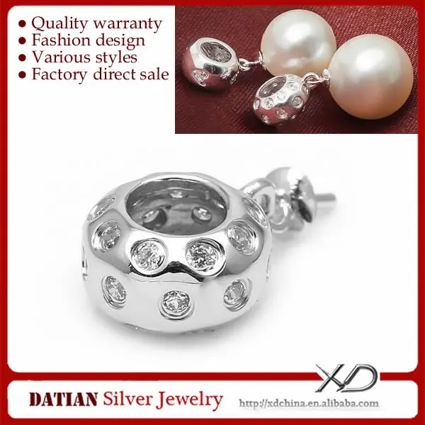 XD 925 Sterling silver charm jewelry semi pendant mounts for pearls  925 sterling silver pendant buckle